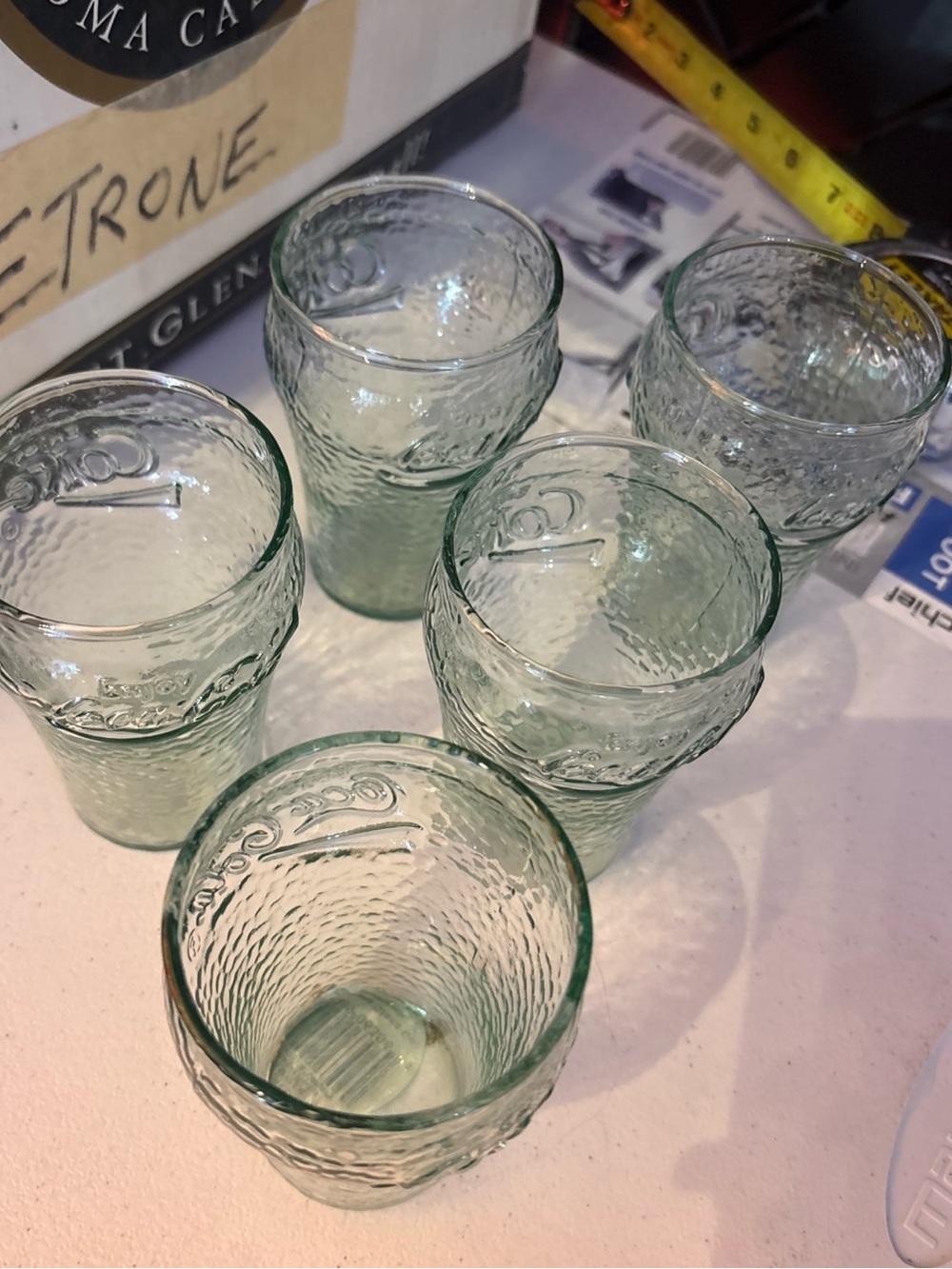Vintage Coca Cola Green Pebbled Fountain  Set Of 5